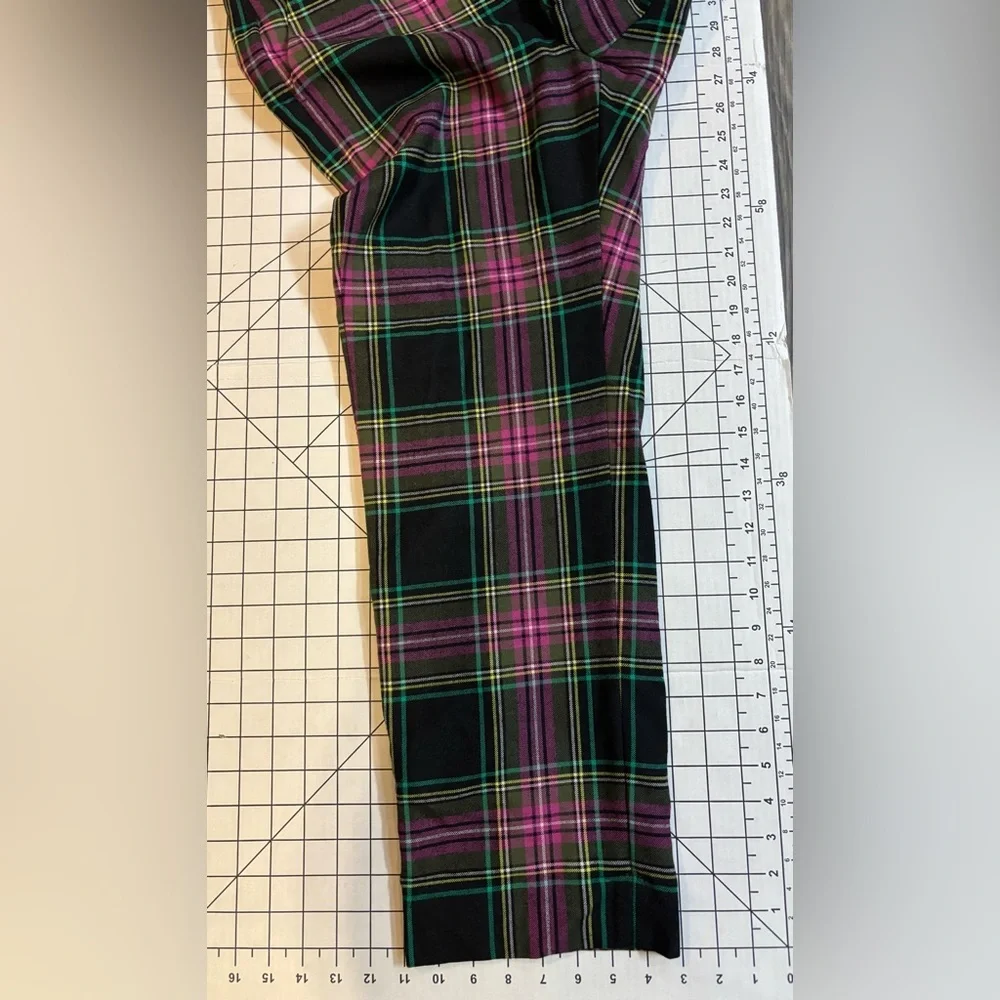 J. Crew Women’s Size 8 Purple and‎ Black Plaid Kate Wool  Blend Trousers